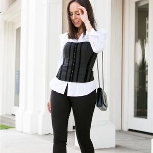 Vintage Grenier floral embossed black lace up corset